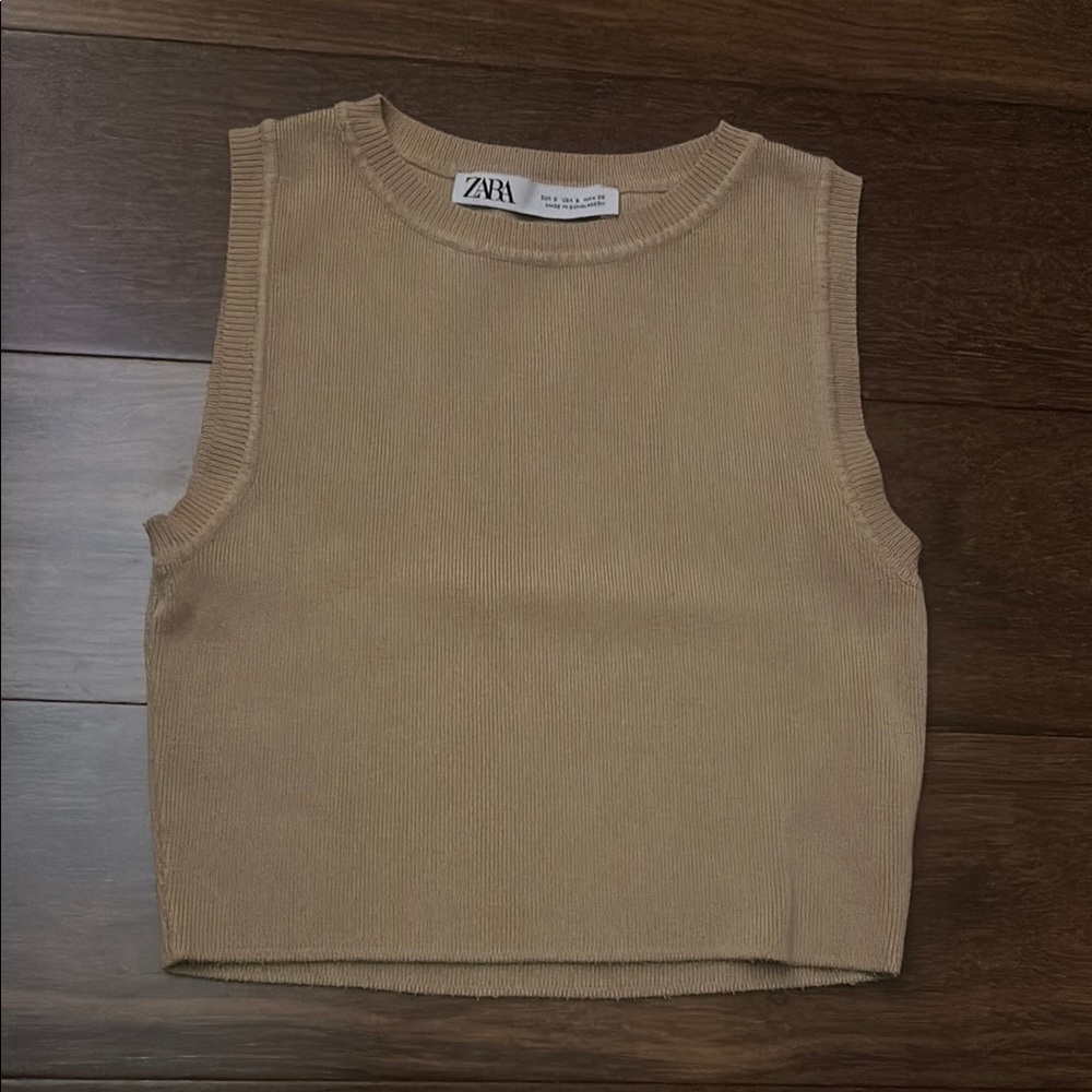 Zara Beige Ribbed Tank Top
